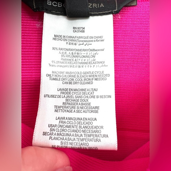 BCBGMaxazria "Simone" Neon Pink Bandage Style Mini Skirt Women's Size M Y2K - Picture 4 of 9